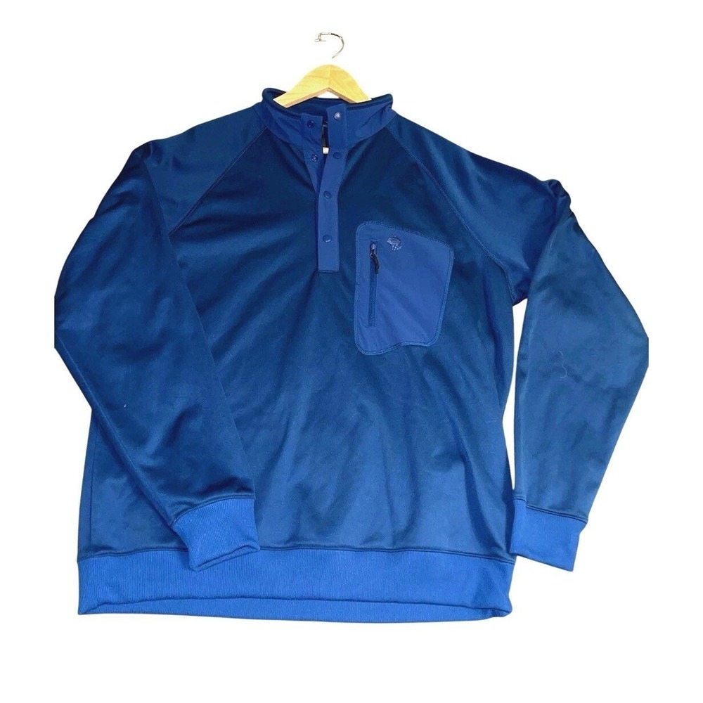 Mountain Hardwear Mens Blue Snap Neck Pullover Fleece Jacket Chest Pocket L